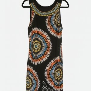 Tiana B. Black Dress with Colorful Circular Patterns